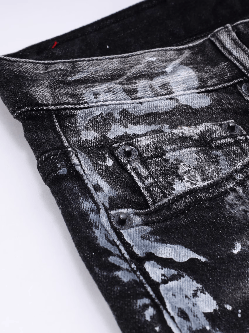 Washed Paint Ripped Jeans