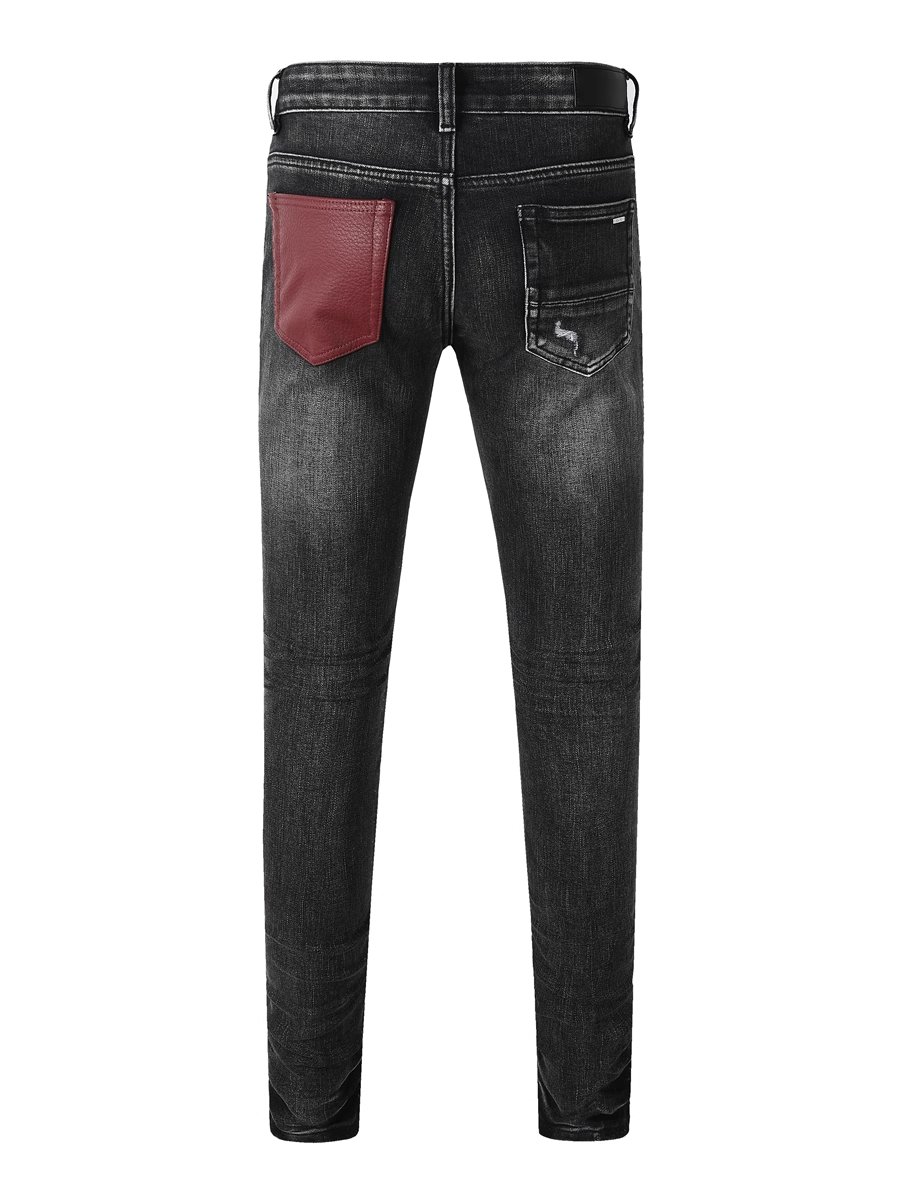 Black Red Patch Jeans