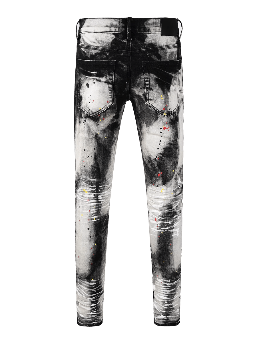 Black Graphic Paint Jeans