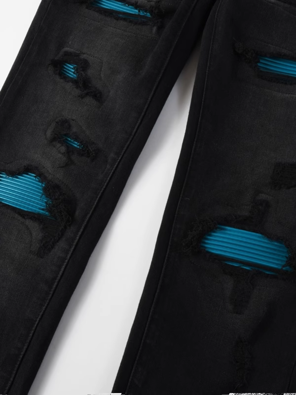Black Blue Patch Jeans