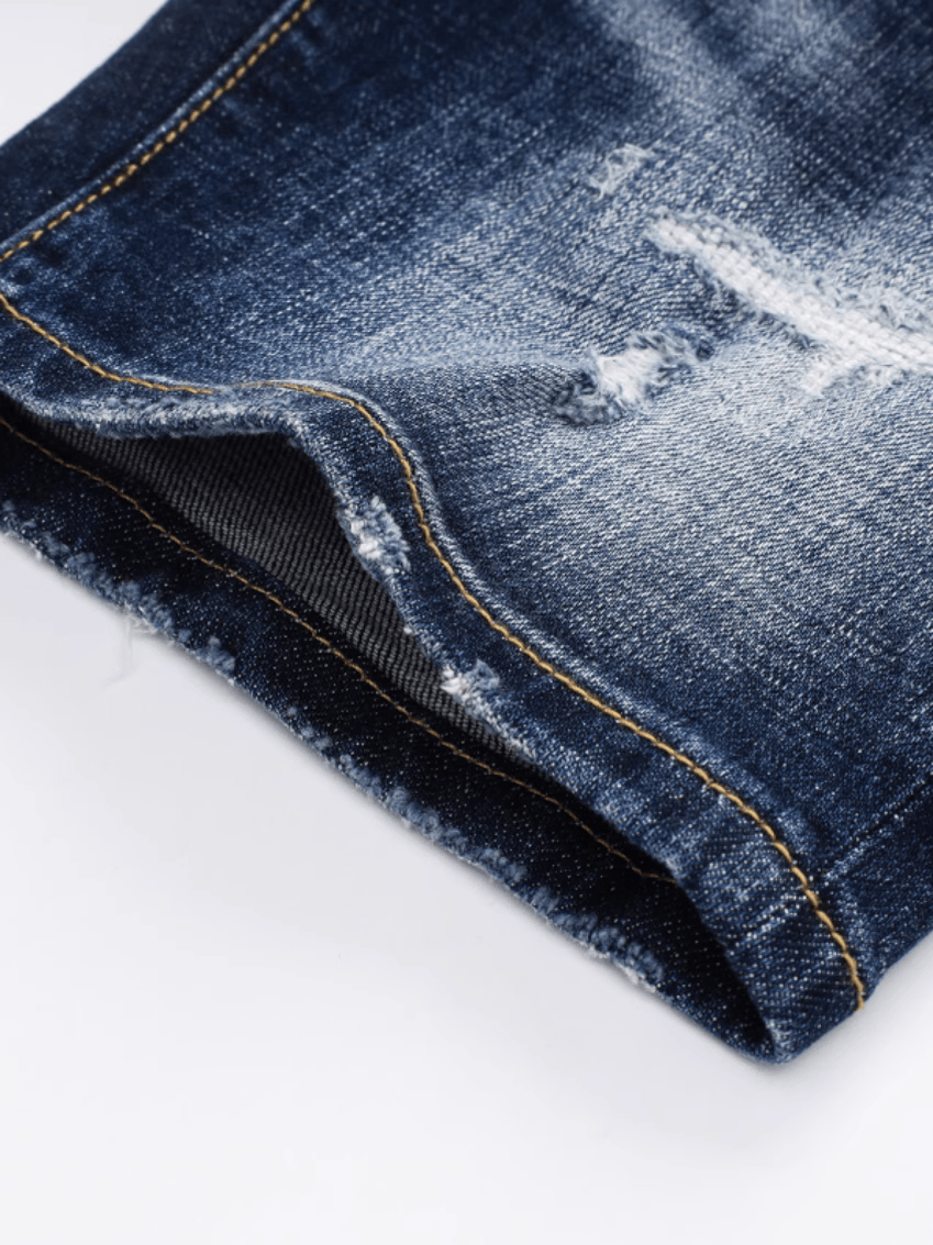 Blue White Washed Ripped Jeans