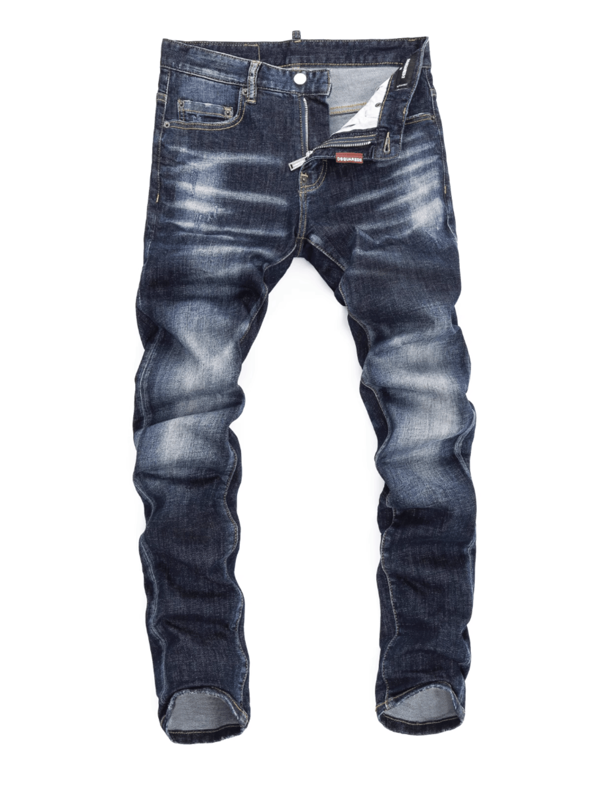 Dark Blue Washed White Jeans