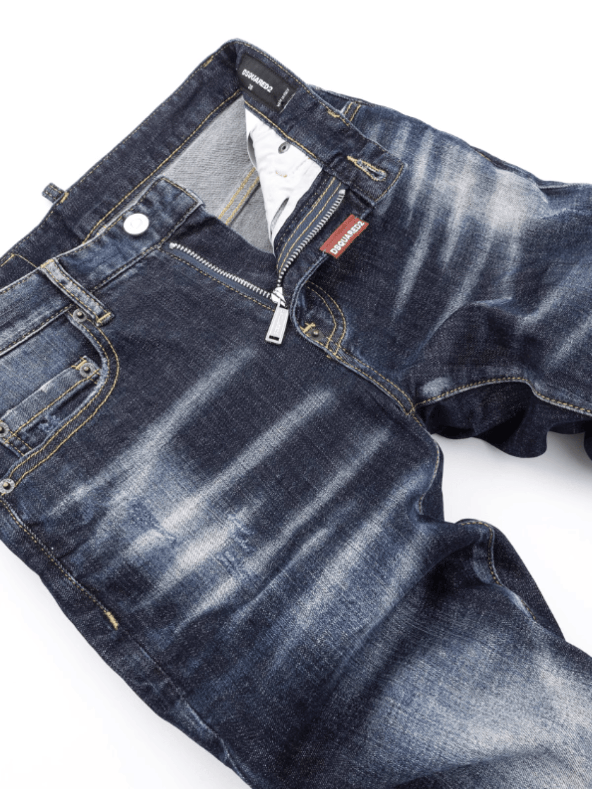 Dark Blue Washed White Jeans