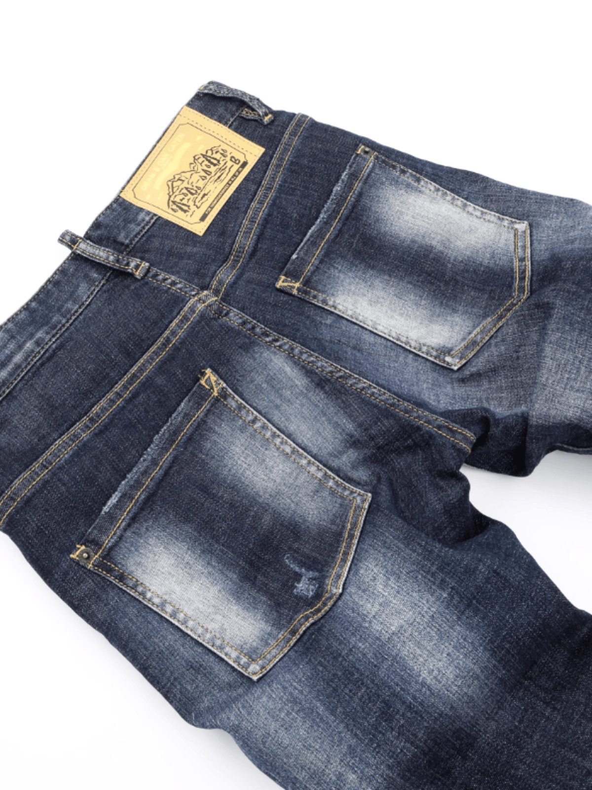 Dark Blue Washed White Jeans
