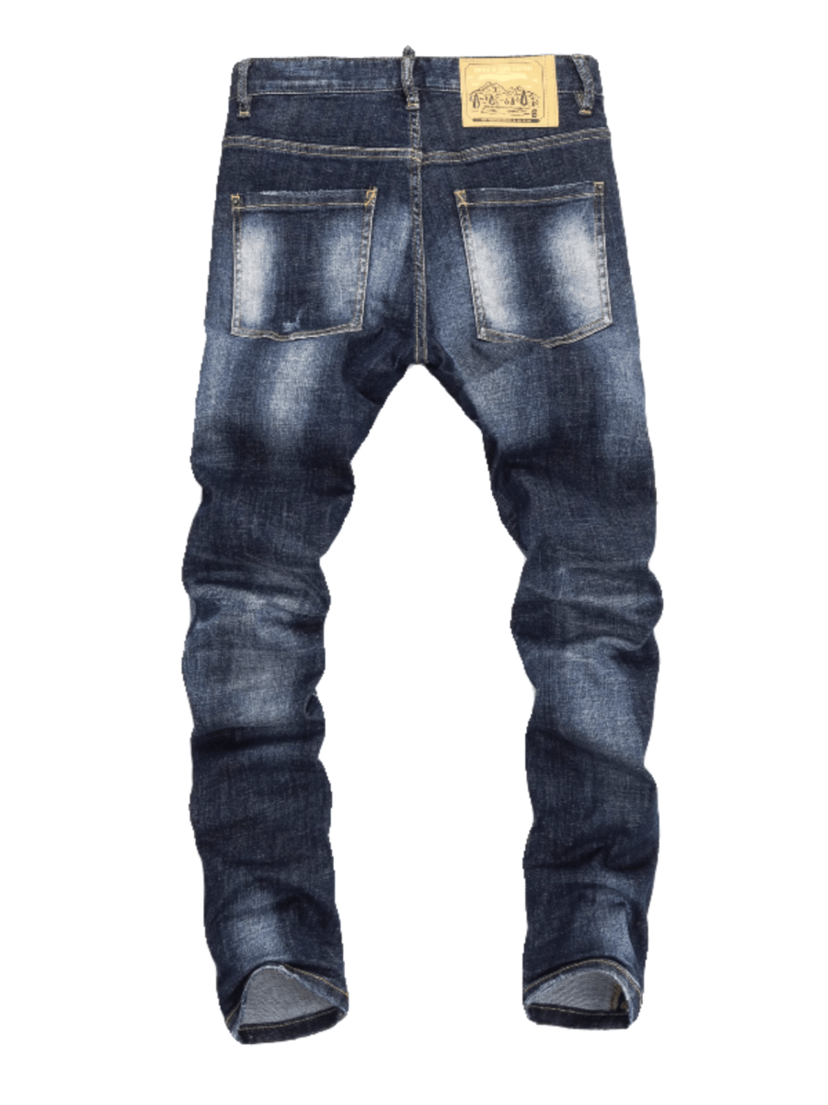 Dark Blue Washed White Jeans