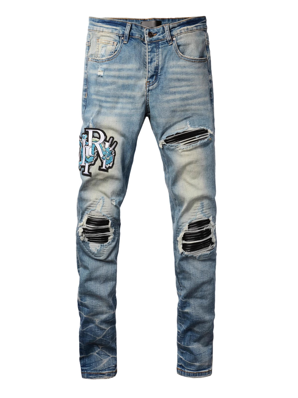 Blue Patch Writing Jeans