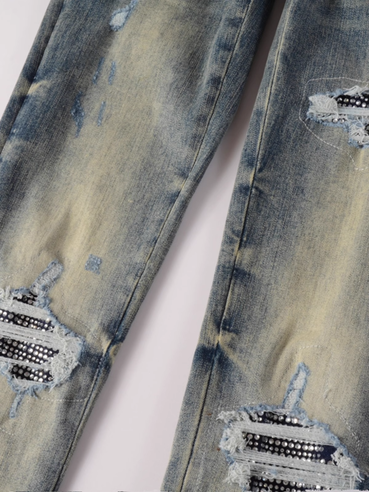 Washed Blue Patch Jeans