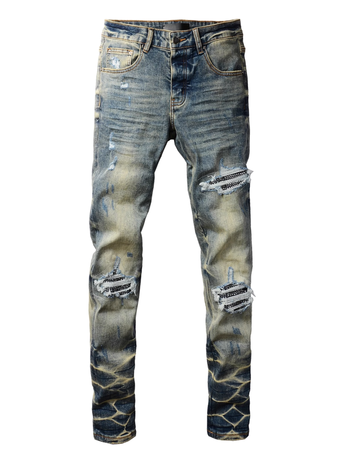 Washed Blue Patch Jeans