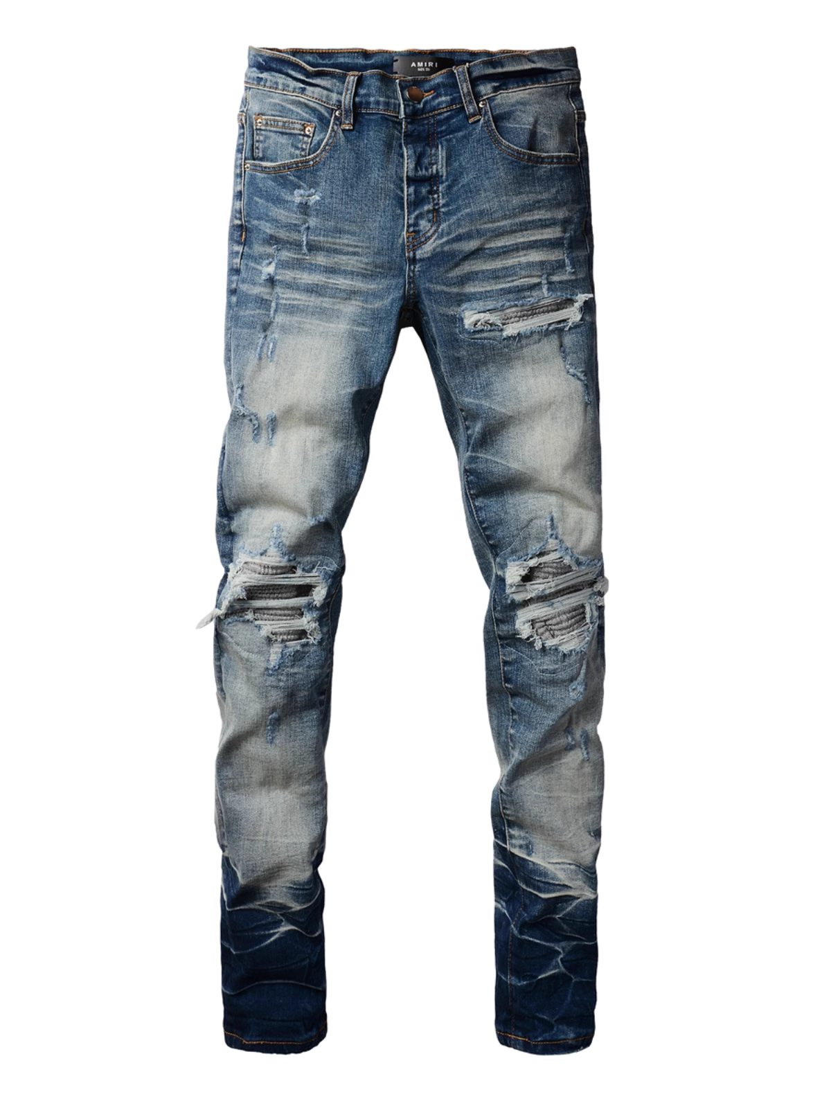 Blue Ripped Patch Jeans