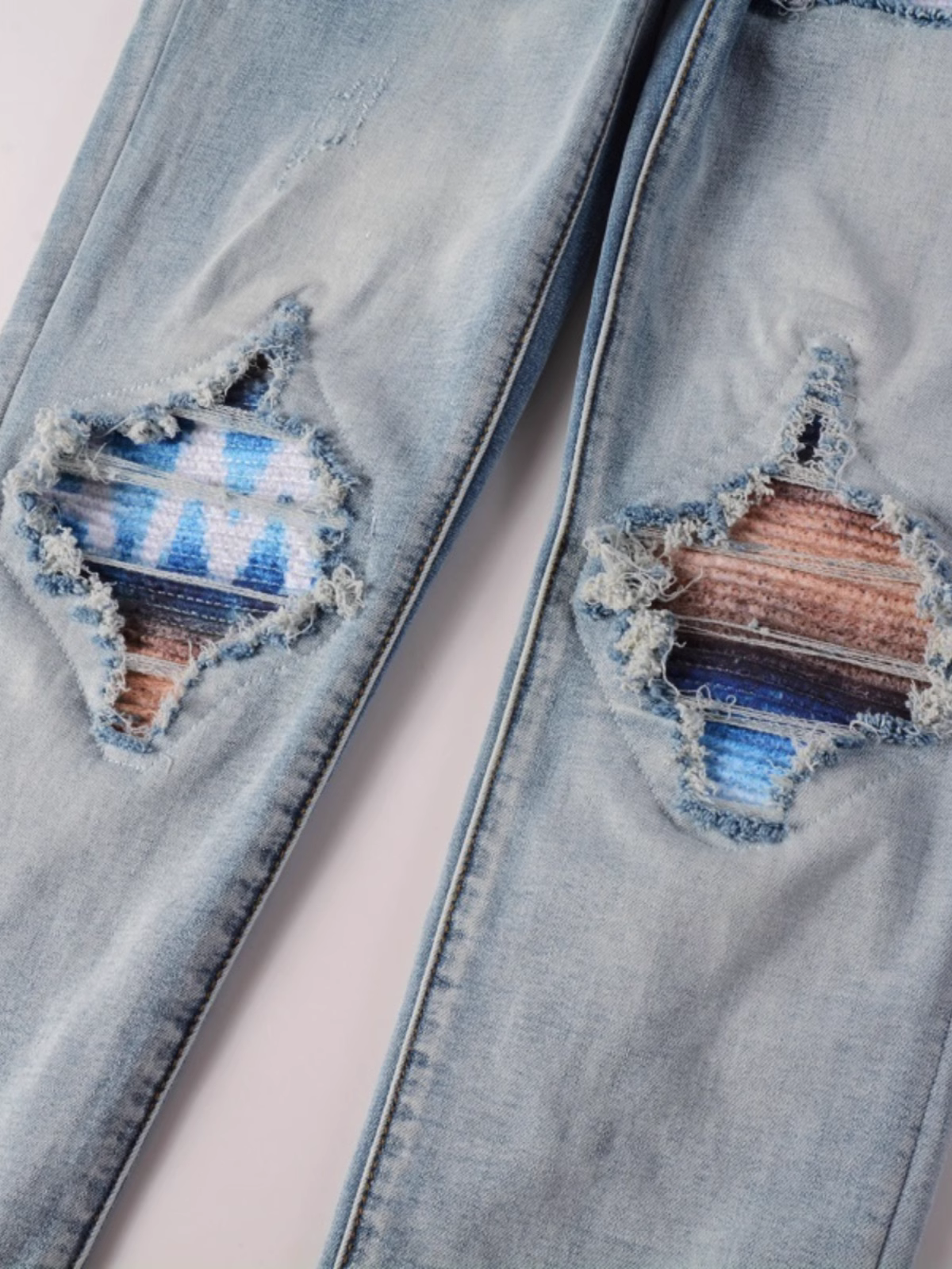 Light Blue Washed Ripped Jeans