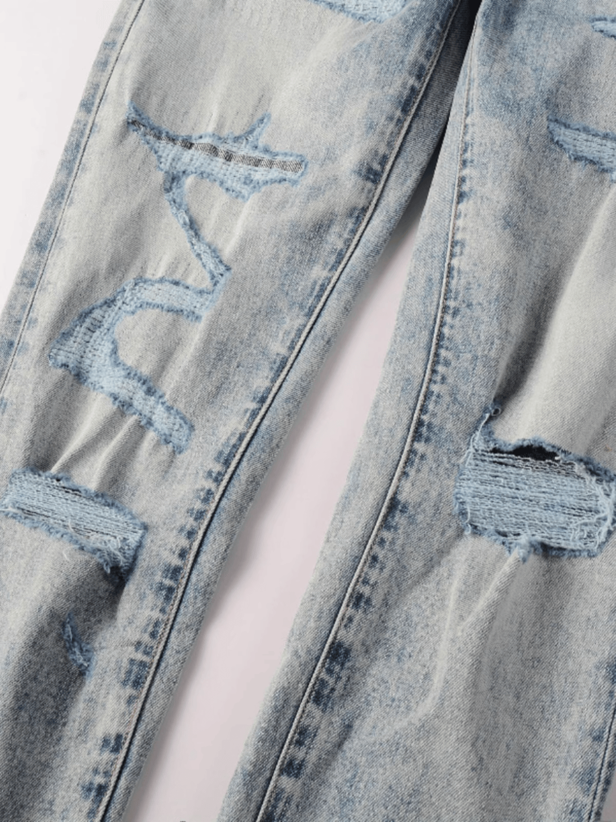 Light Blue Ripped Holes Jeans