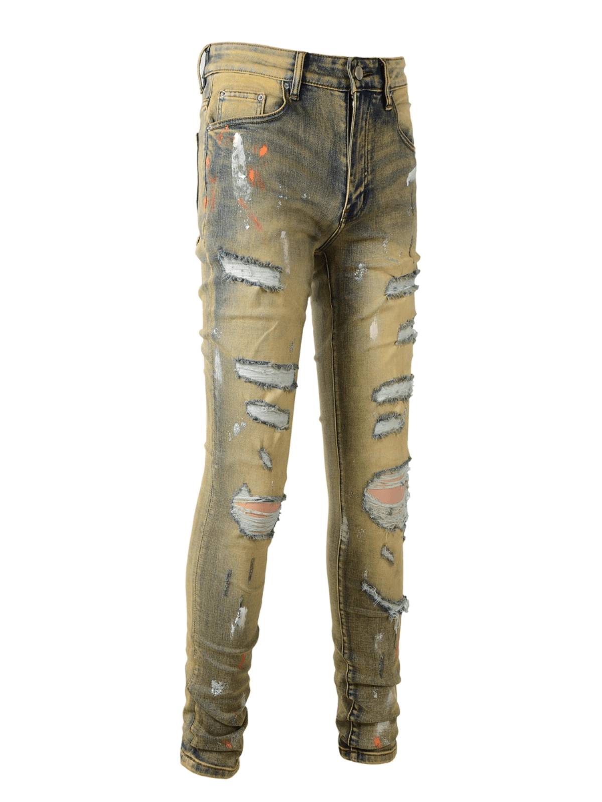 Washed Denim Patch Jeans