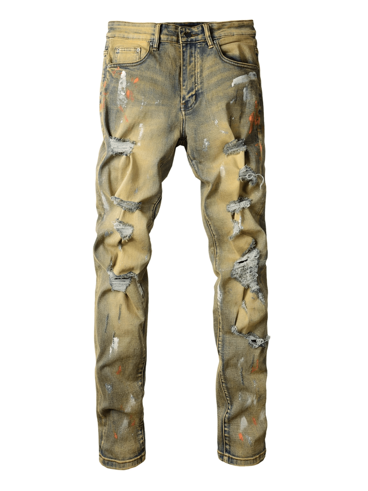 Washed Denim Patch Jeans