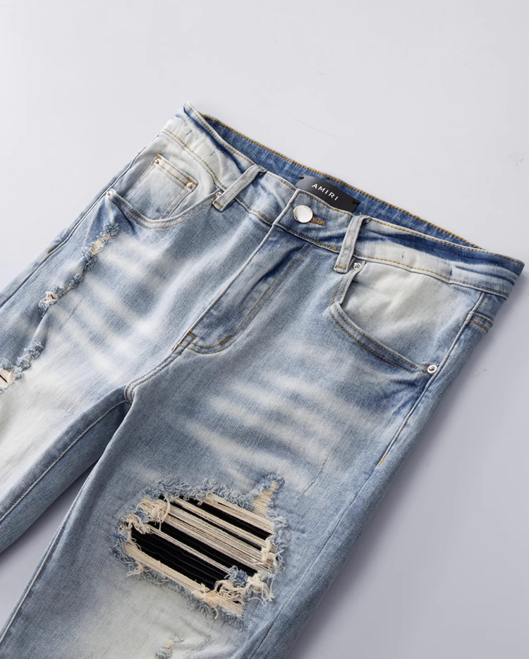 Light Denim Black Patch Jeans