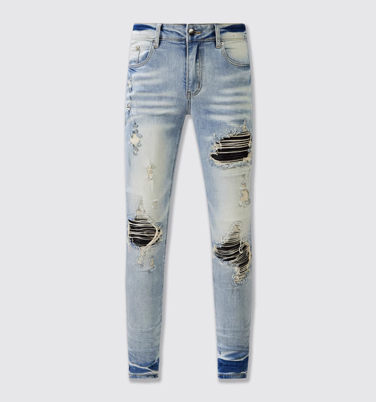 Light Denim Black Patch Jeans