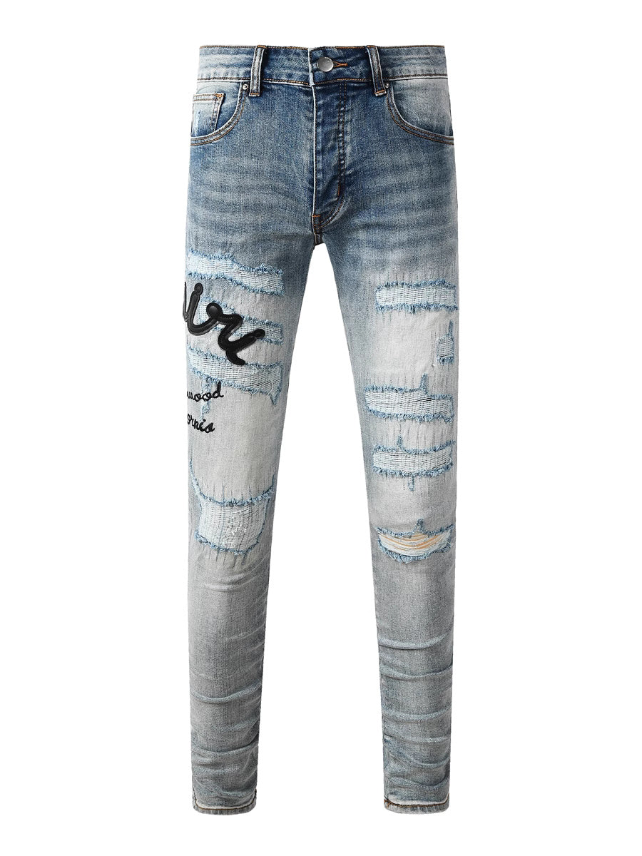 Light Blue Writing Graphic Jeans