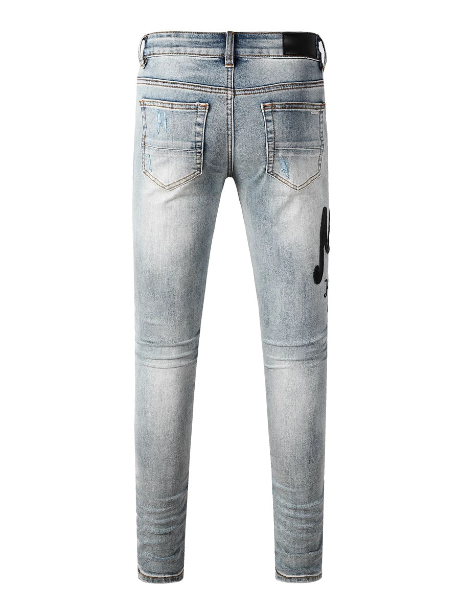 Light Blue Writing Graphic Jeans