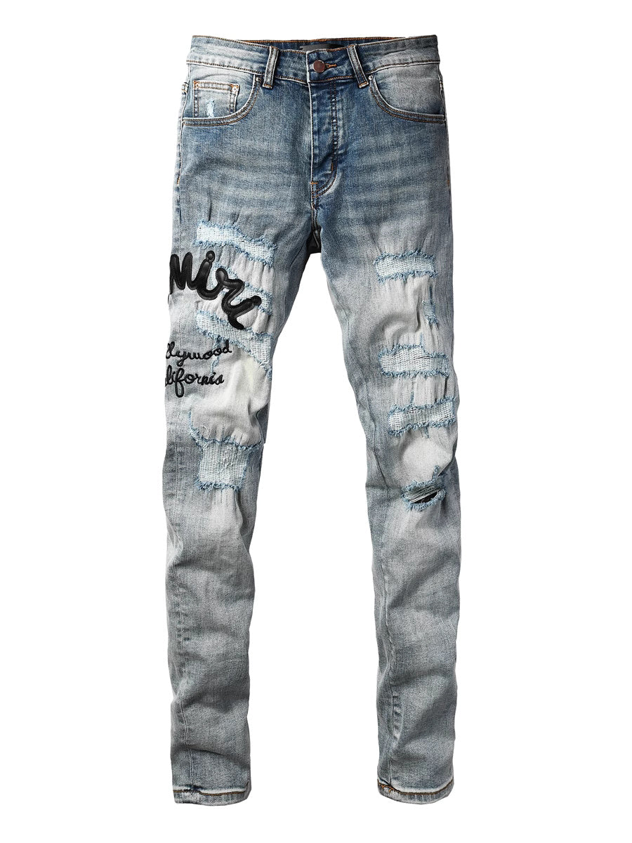 Light Blue Writing Graphic Jeans