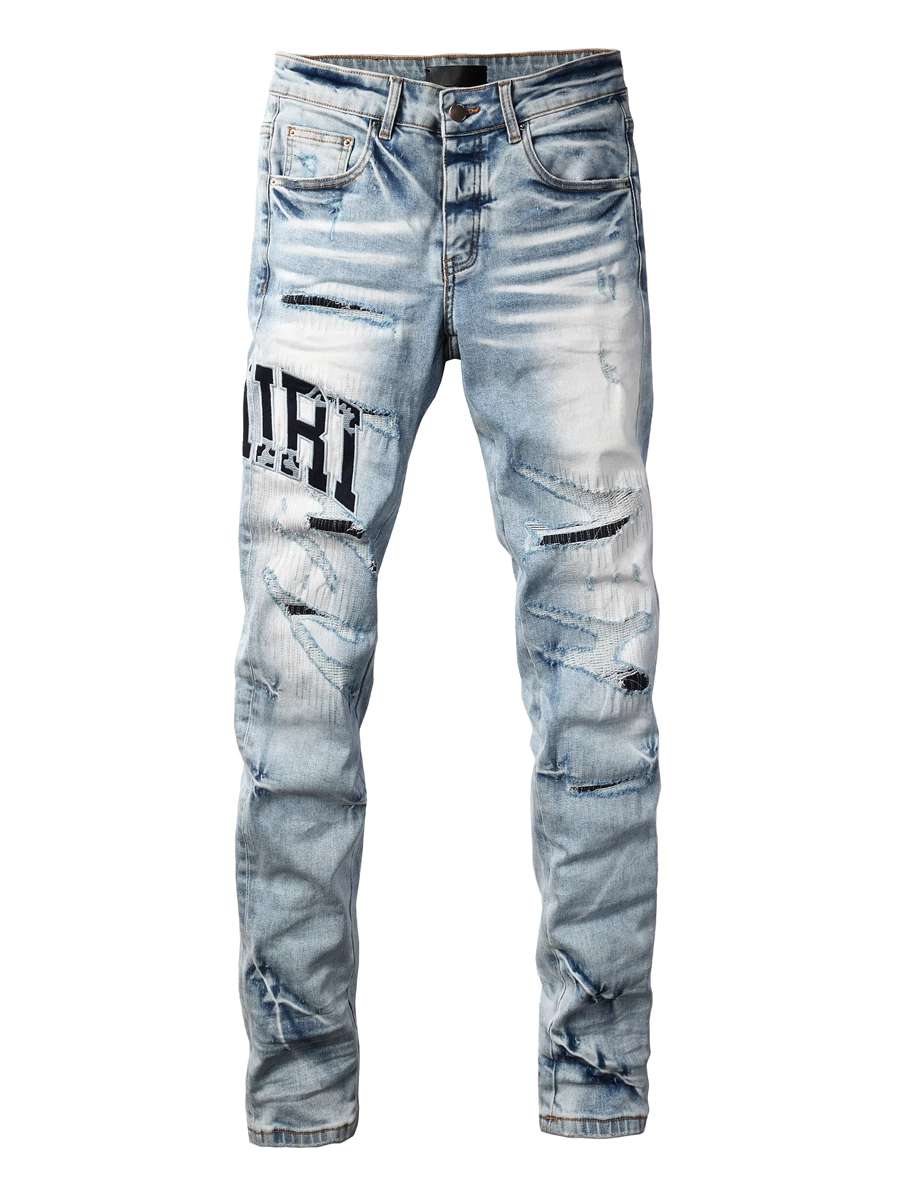 Light Blue Writing Patch Jeans