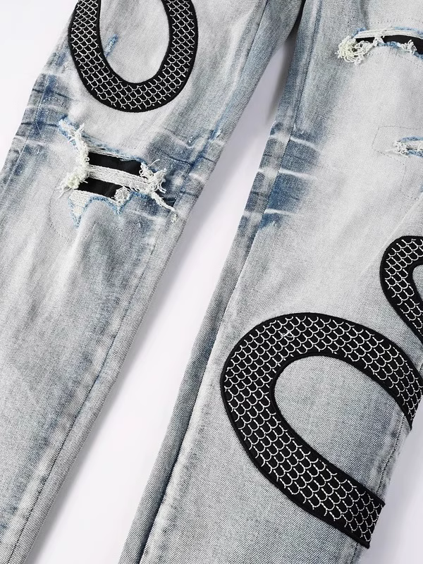 Blue Snake Graphic Jeans