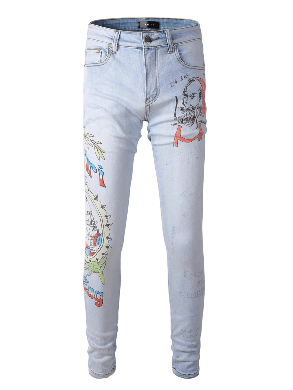 Light Graffiti Print Jeans