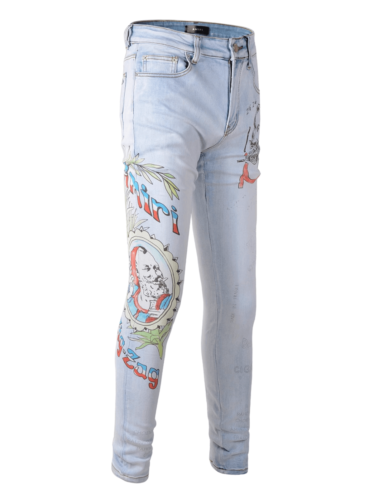 Light Graffiti Print Jeans