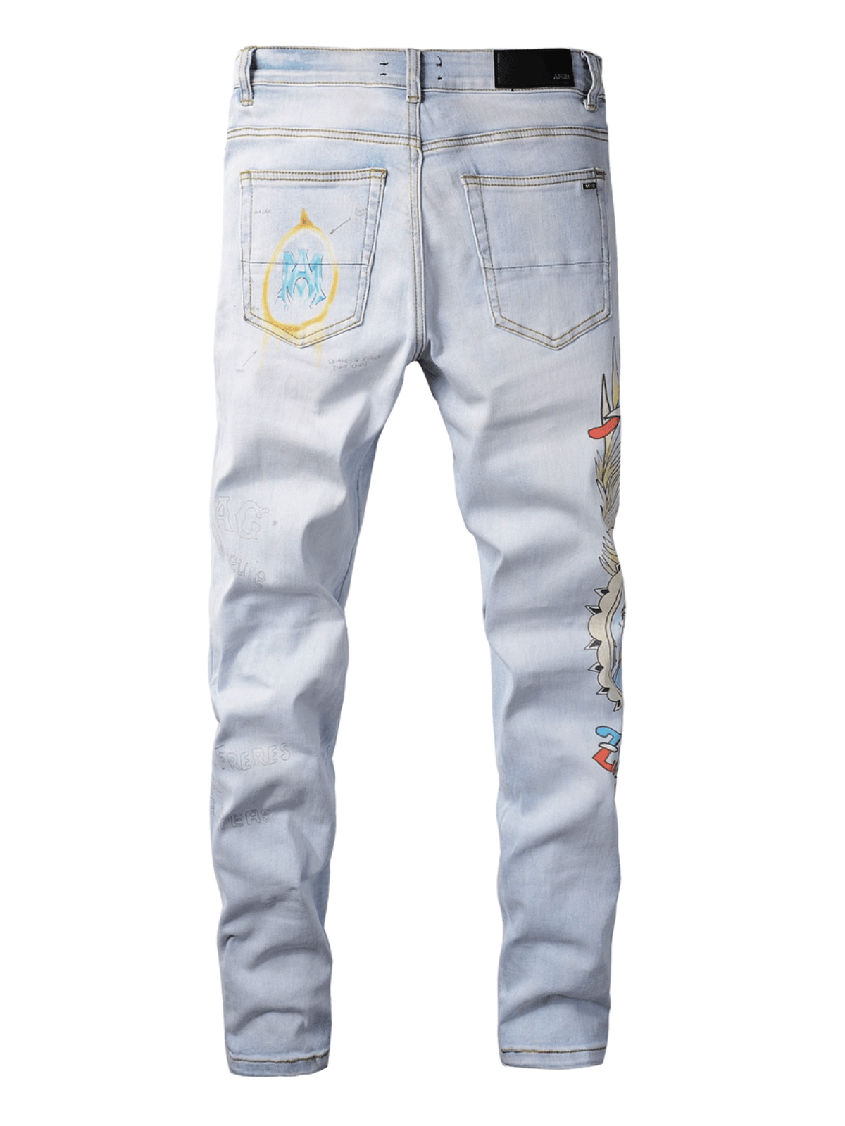 Light Graffiti Print Jeans