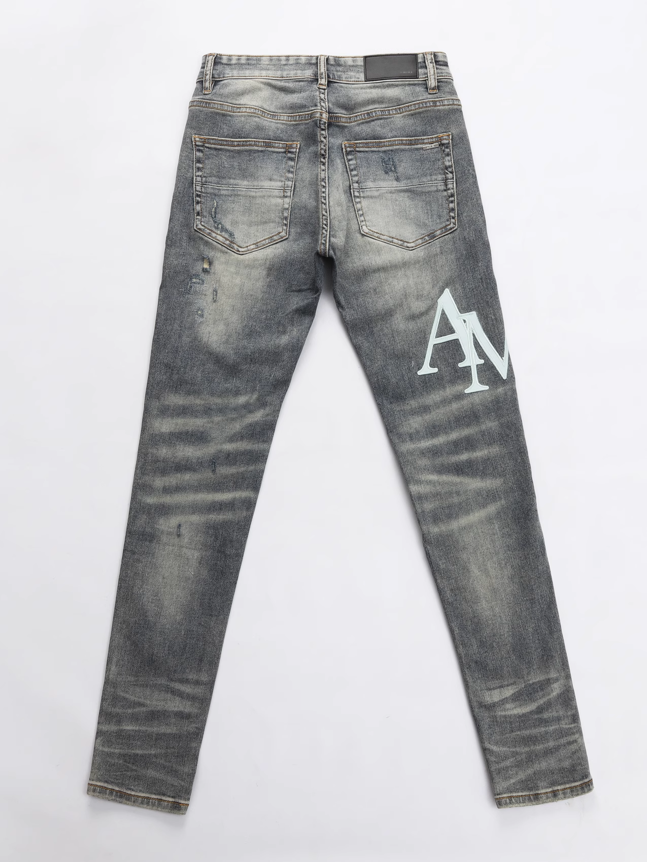 Gray Writing Ripped Jeans