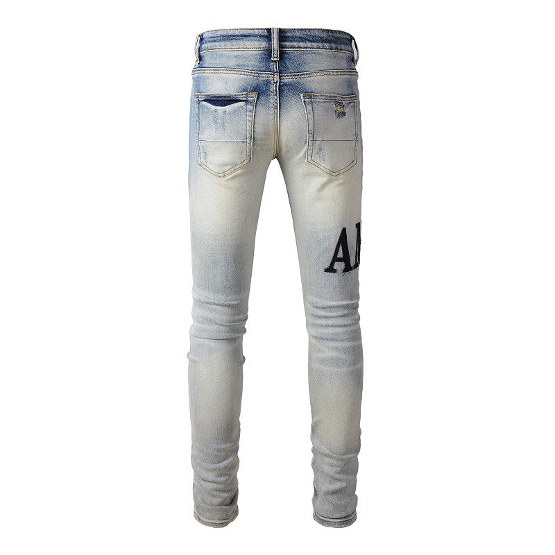 Black Writing Patch Jeans