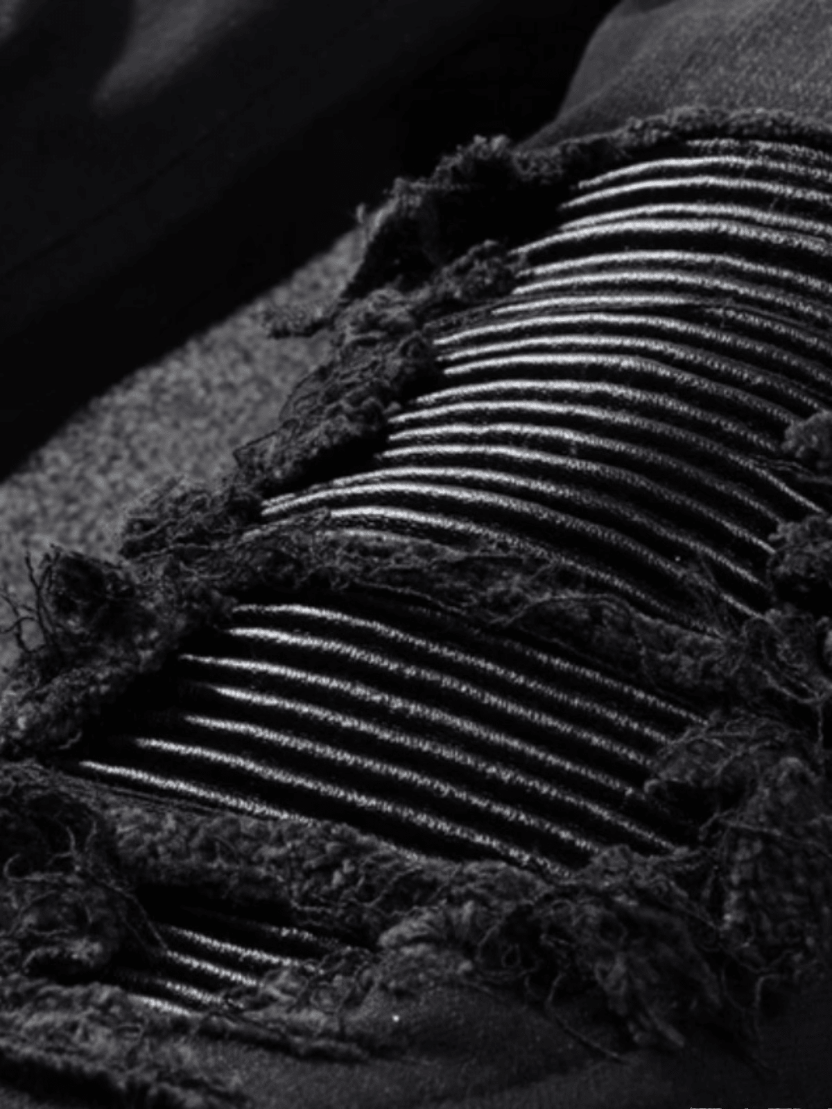 Black & Grey Ripped Patch Jeans