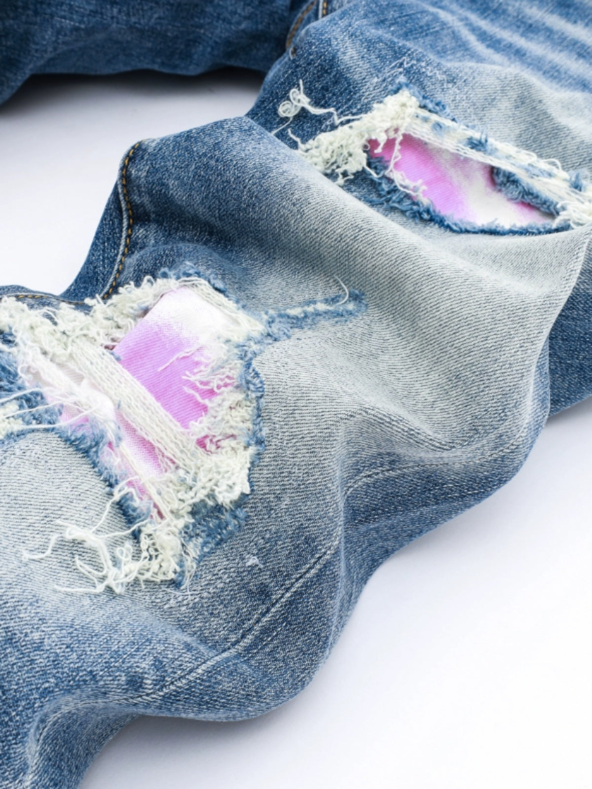 Denim White & Purple Writing Patch Jeans