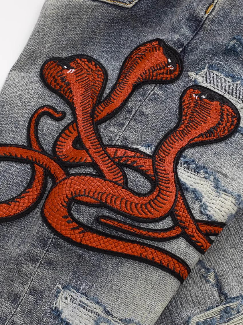 Gray Red Snake Classic Jeans
