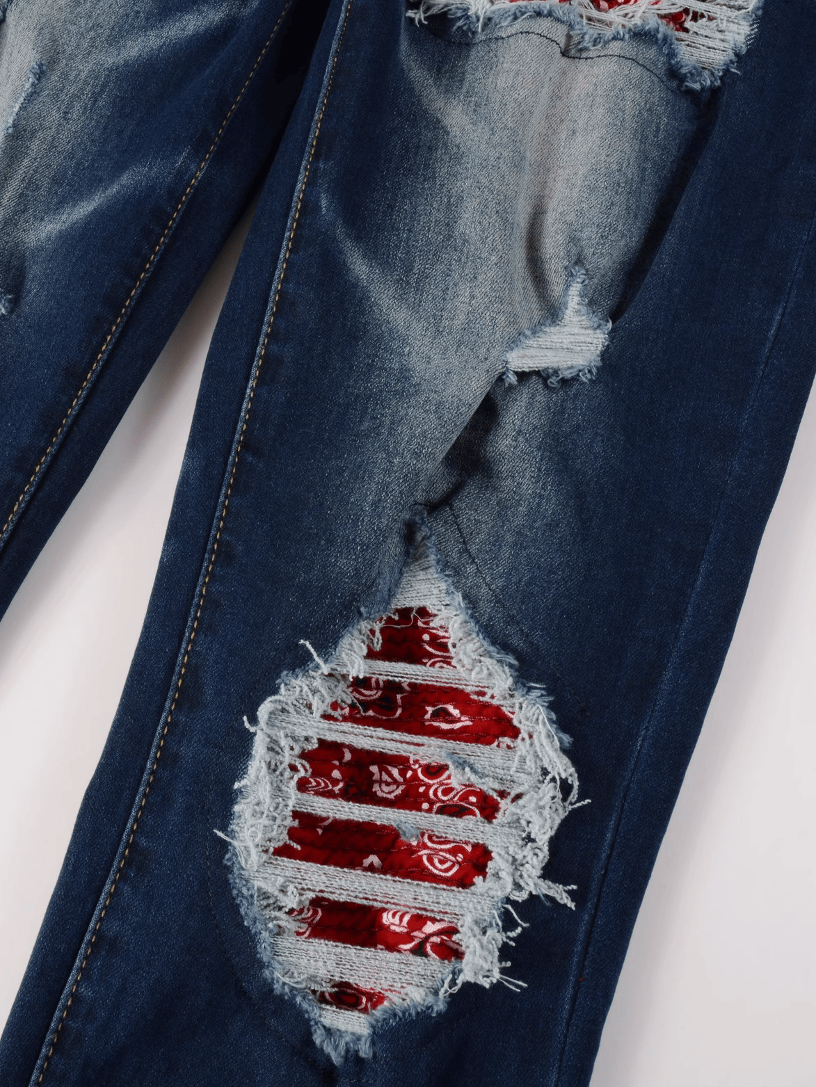 Navy Red Patch Jeans