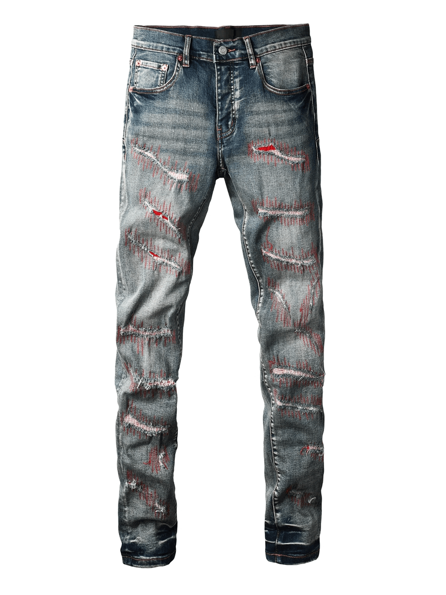 Retro Blue Ripped Jeans