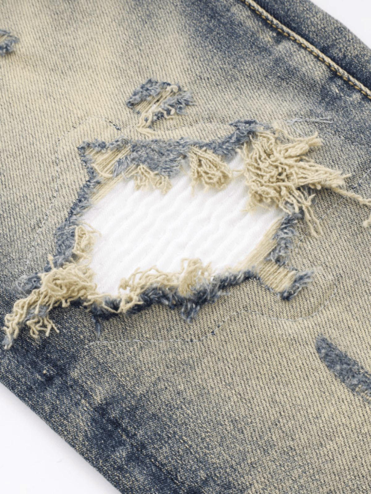 Washed Blue White Patch Jeans
