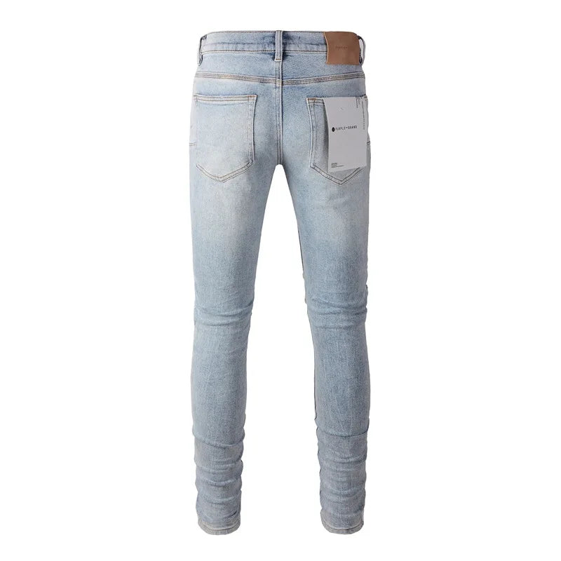 Light Blue Knee Ripped Fashion Jeans