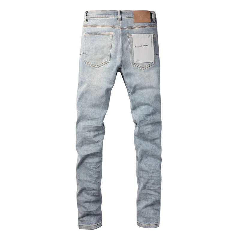 Light Blue Knee Ripped Fashion Jeans