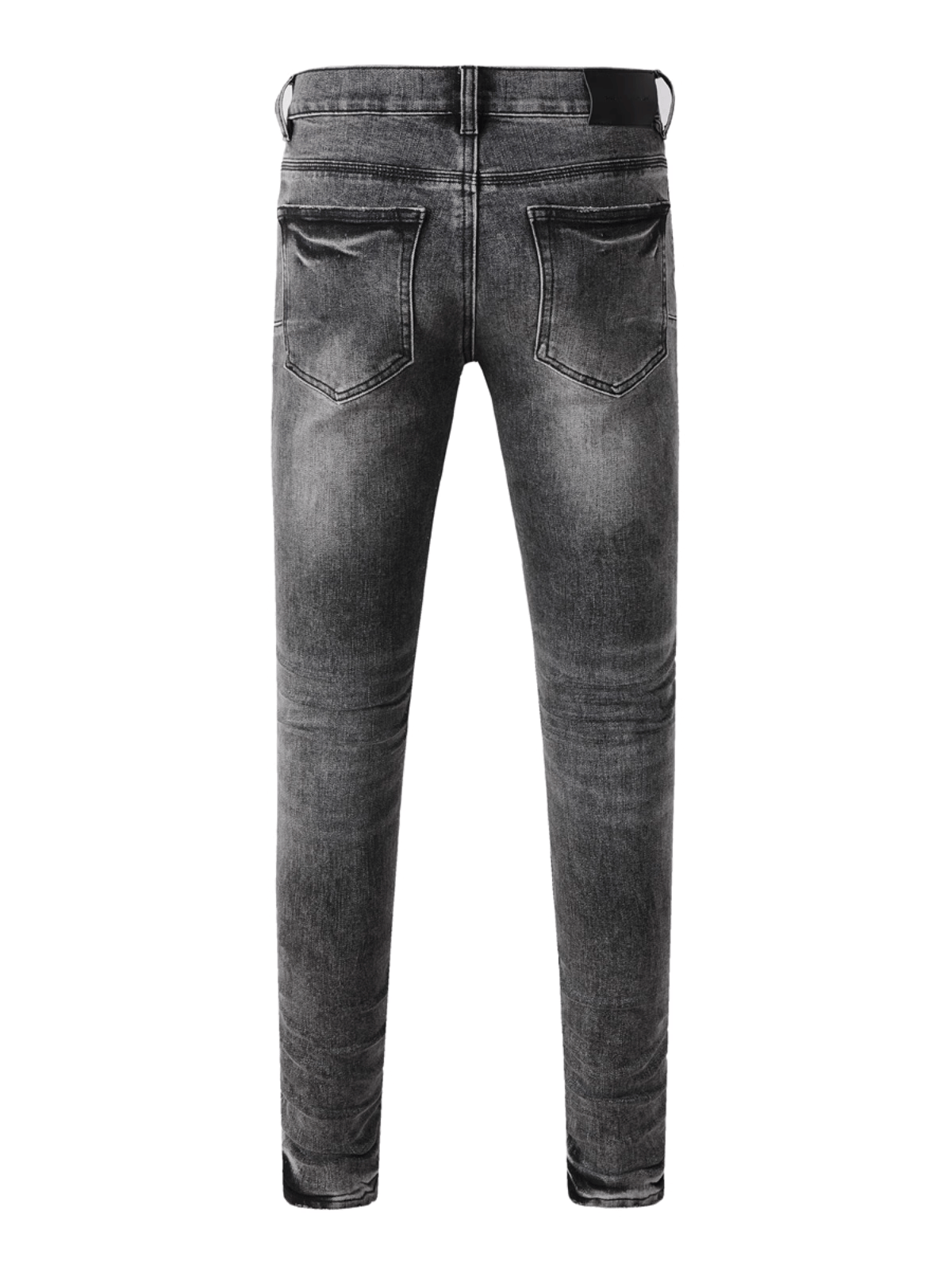 Smoke Gray Ripped Patch Jeans
