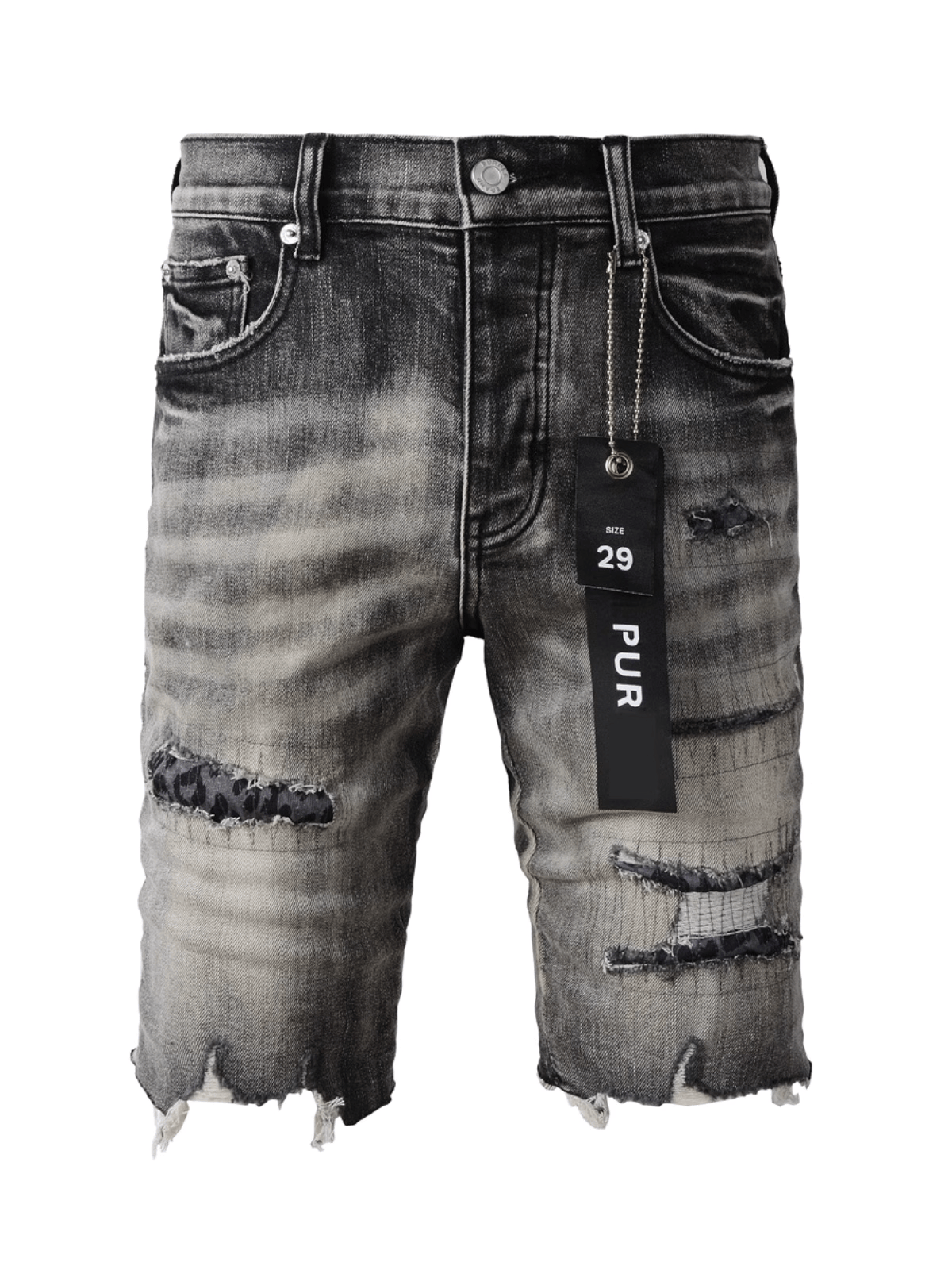 Smoke Gray Ripped Patch Jeans