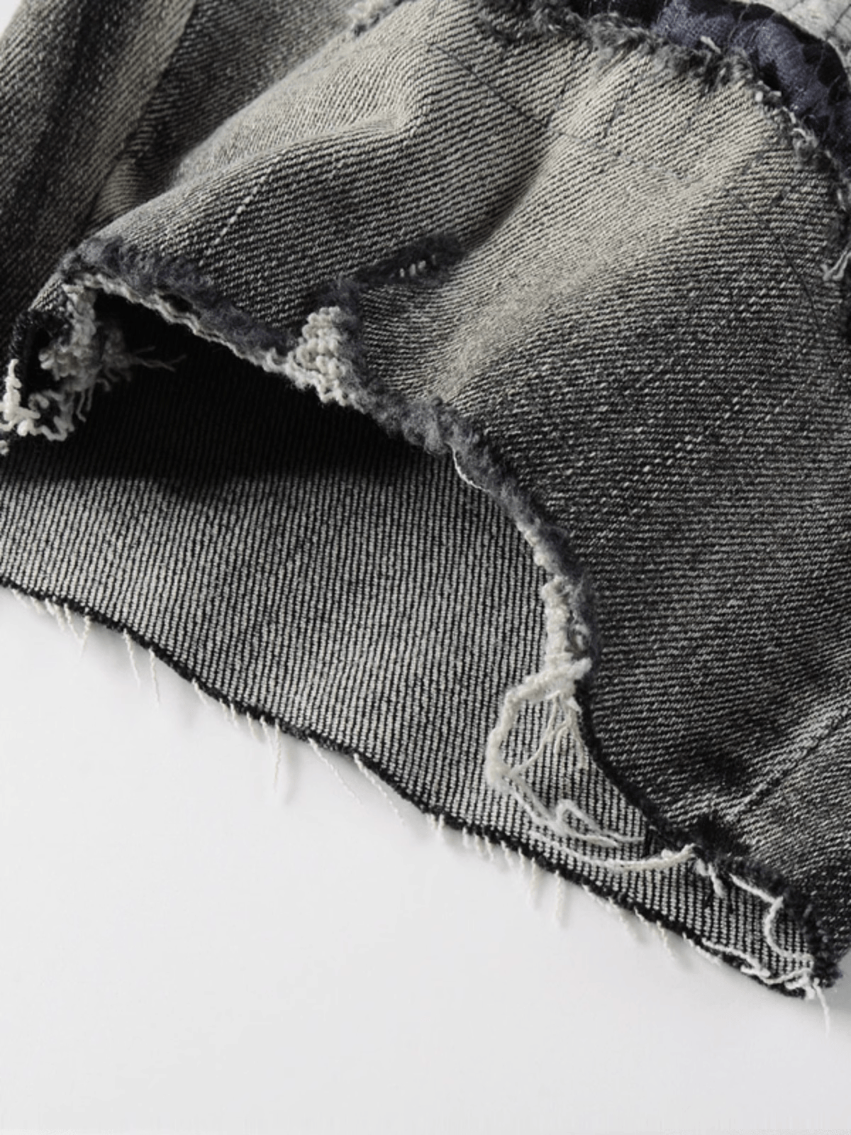 Smoke Gray Ripped Patch Jeans