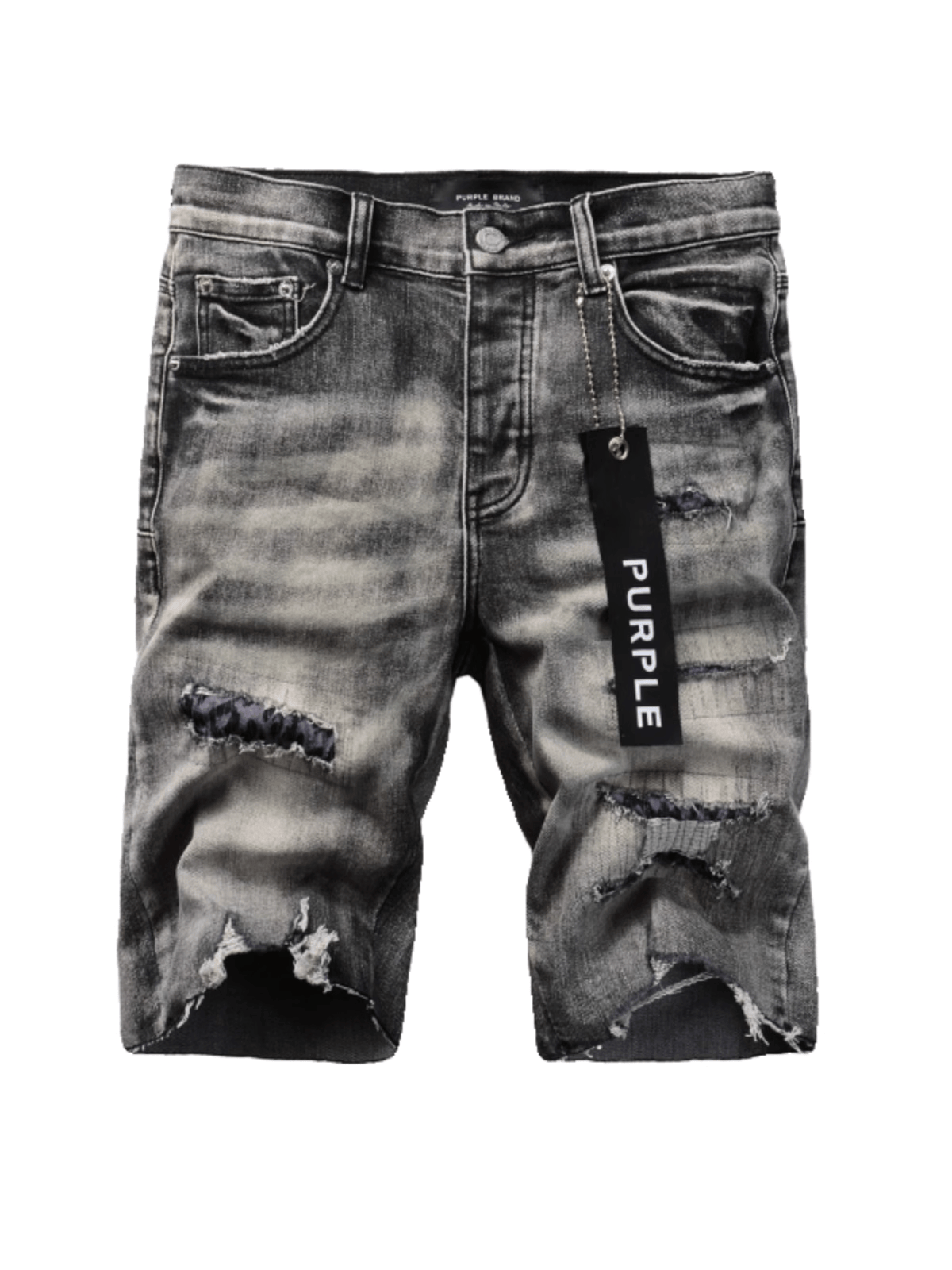 Smoke Gray Ripped Patch Jeans