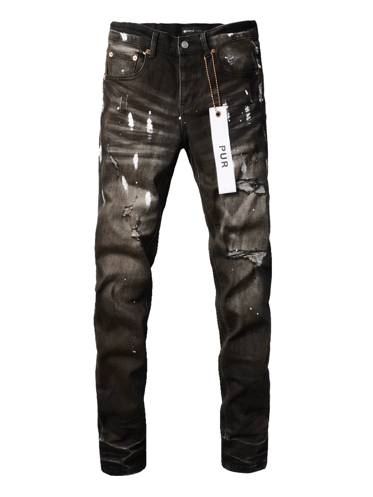 Gray Ripped Paint Jeans
