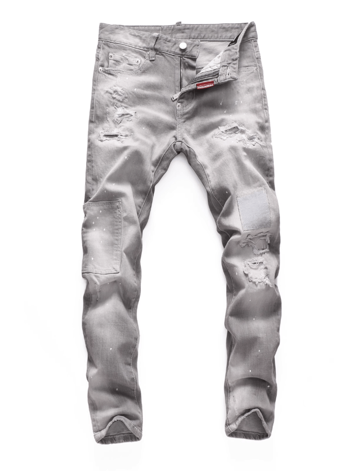 Smoky Gray Ripped Patch Jeans