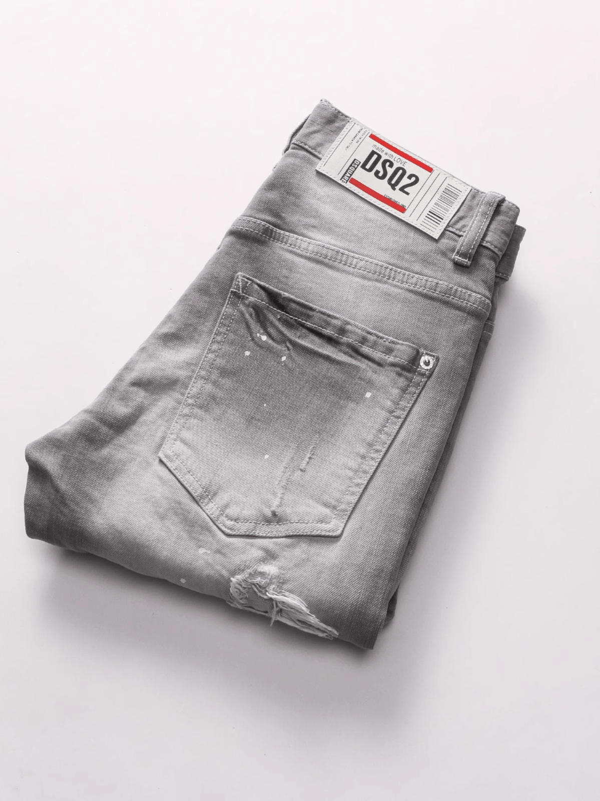 Smoky Gray Ripped Patch Jeans
