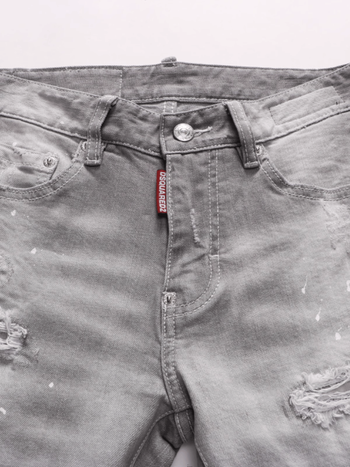Smoky Gray Ripped Patch Jeans