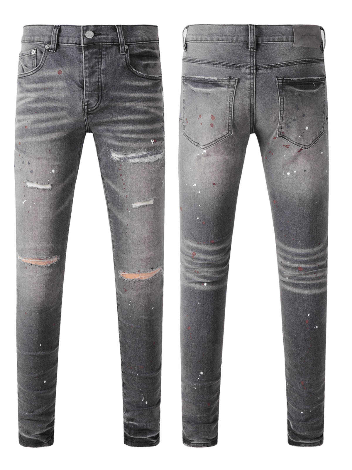 Smoky Gray Washed Ripped Jeans