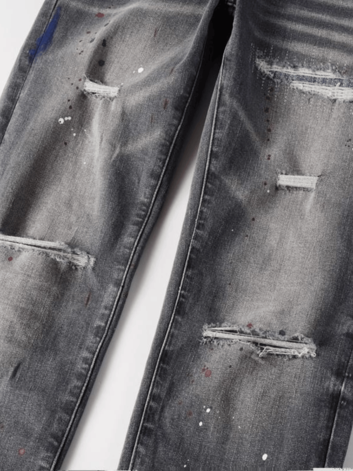 Smoky Gray Washed Ripped Jeans