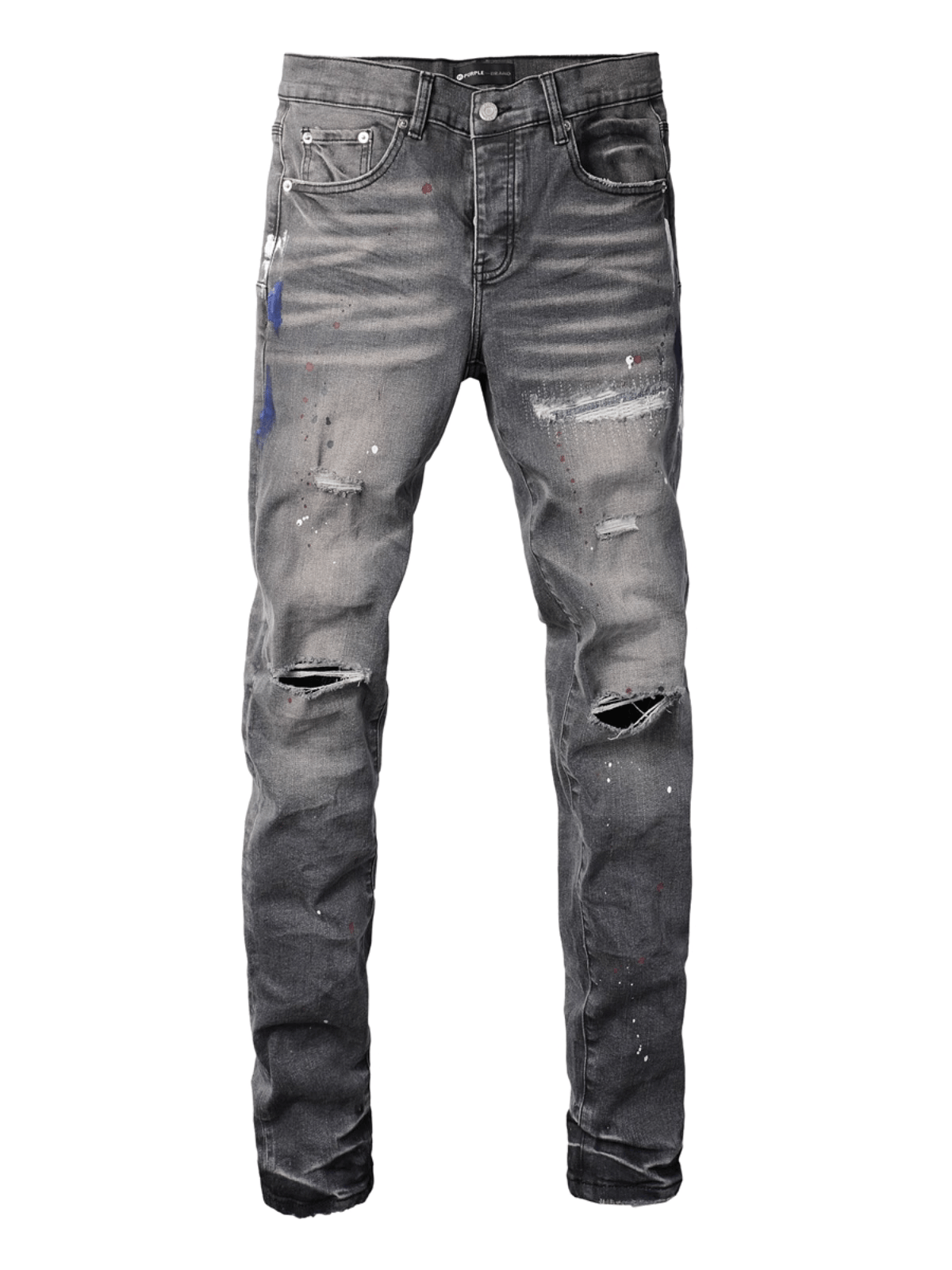 Smoky Gray Washed Ripped Jeans