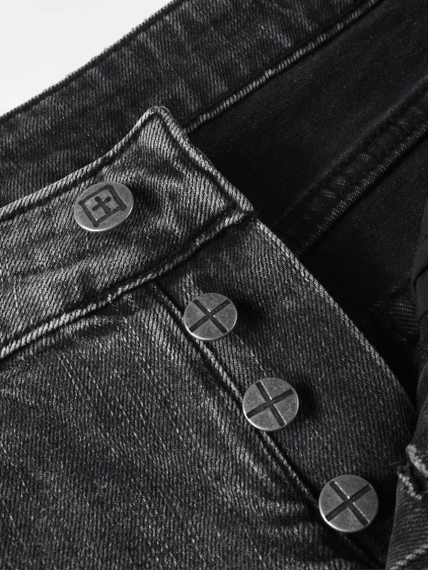Dark Gray Ripped Classic Jeans