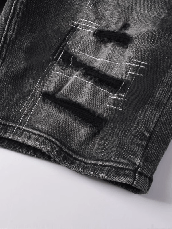 Dark Gray Ripped Classic Jeans